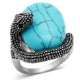thumbnail image 1 of Alamode 3W255-5 Bague en Laiton Rhodié pour Femmes avec Synthétique en Bleu Mer - Taille 5, 1 of 1