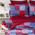 thumbnail image 6 of Jessy Home 3 Piece Comforter Set King Red Blue Plaid Quilt Microfiber Patchwork Bedspread, 6 of 8