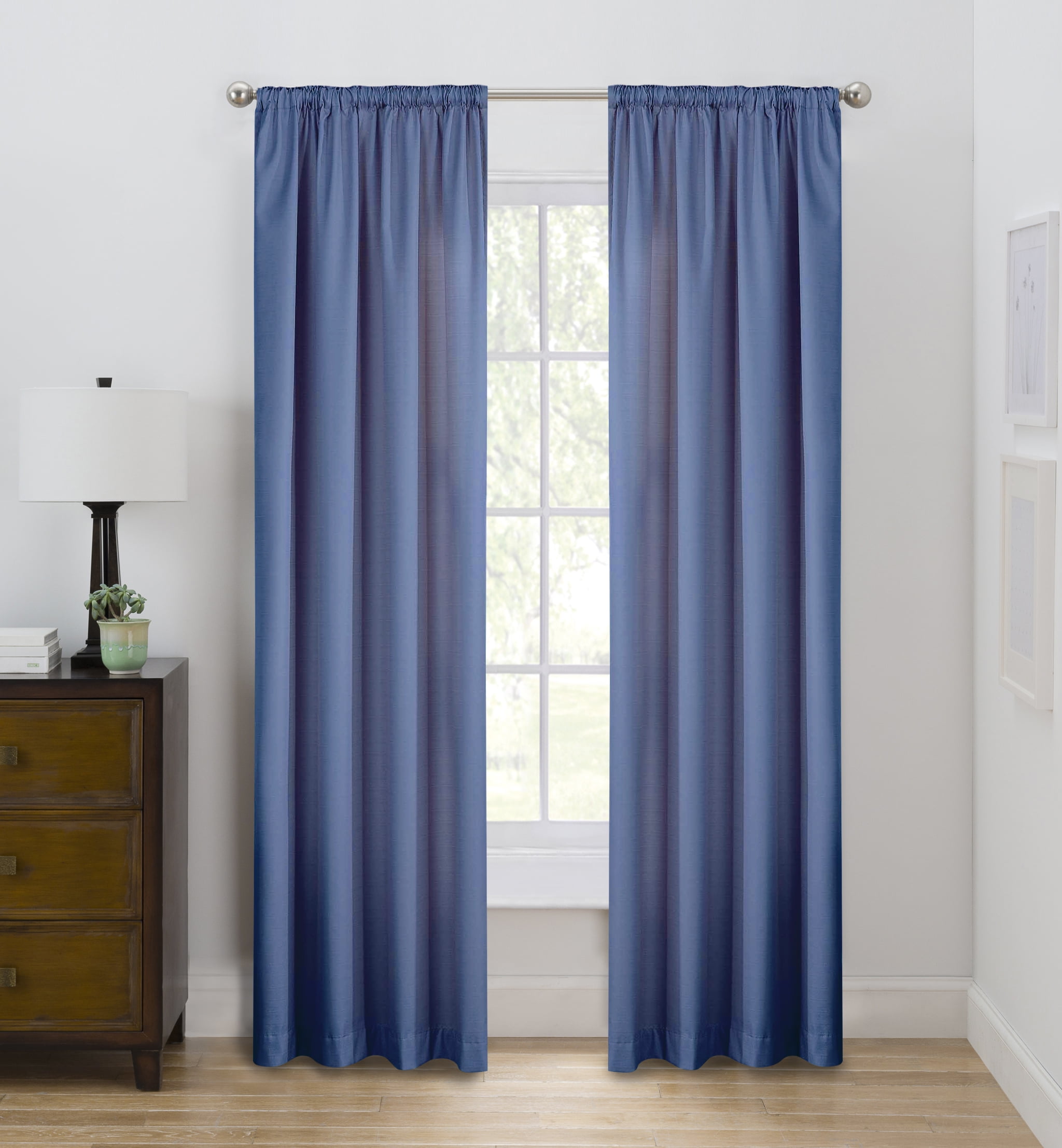 Eclipse Draft Stopper Room Darkening Fleece Lined Rod Pocket, Single Curtain Panel, Blue Midnight, 42" W x 95" L