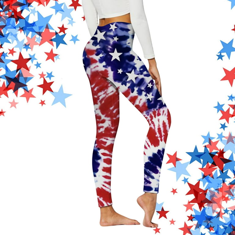 EHQJNJ Leggings with Pockets Fold Over Yoga Pants for Women Women's Tight  Yoga Pants Independence Day Print Leggings