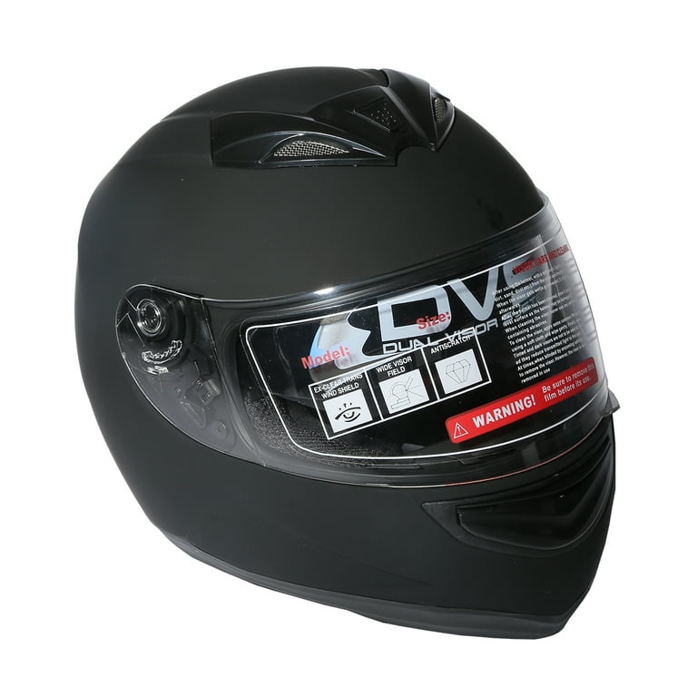 TCMT DOT Adult Full Face Dual Visor Motorcycle Helmet Matte Black
