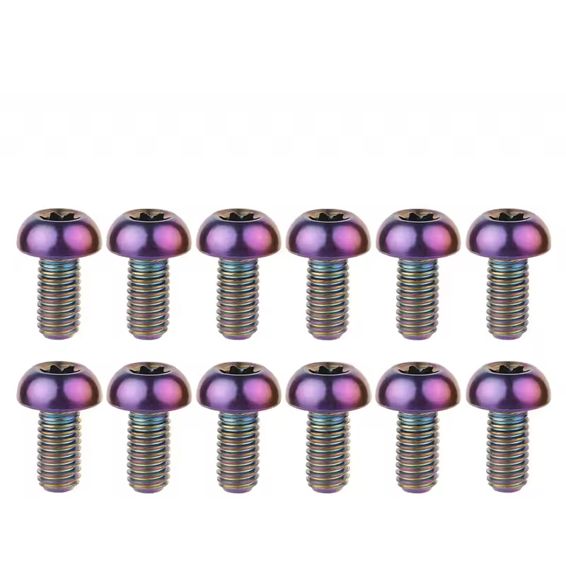 Colorful, variant on 12pcs Titanium Bike Bolts M5 x 10mm, Disc Brake Rotor & Bottle Cage Screws, Lightweight Corrosion-Resistant Bicycle Hardware, Colorful