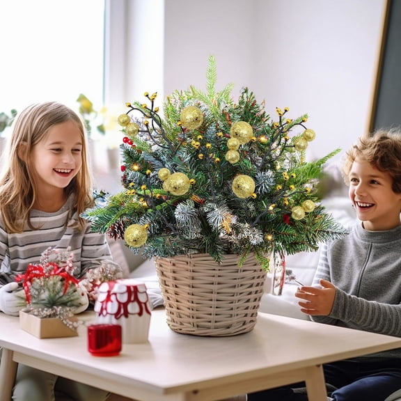 Mouliraty Artificial Red Berry Stems, Christmas Wreath Decoration Simulation Foam Fruit Twig Christmas Tree Christmas Accessories, Xmas Wreath, Holiday and Home Decoration, Gold