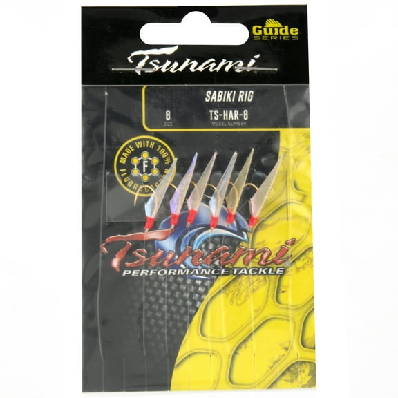 Tsunami Sabiki Fishing Rig Iridescent with Red Head