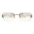 thumbnail image 5 of Womens Rimless Star Rhinestone Jewel Rectangle Wrap Fancy Sunglasses Silver White - Clear, 5 of 9