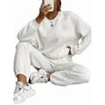 thumbnail image 1 of Conjunto Deportivo de Dos Piezas para Mujer: Sudadera y Pantalón Deportivo de Cuello Redondo Liso y Holgado, Conjunto de Jersey para Estar en Casa. XL, 1 of 6