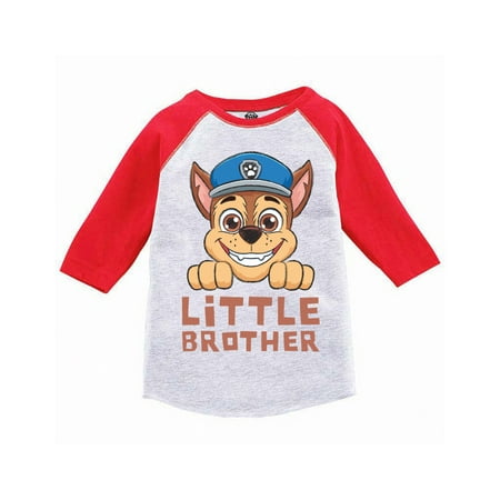 

Paw Patrol Little Brother Shirt - Chase Siblings Matching Paw Patrol Raglan Long Sleeve Tee for Toddler Boys 3T 4T 5T