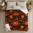 thumbnail image 5 of Haunted Village autumn celebration Pumpkin Pattern Festive Autumn Cartoon, Warm Flannel Blanket for Living Room and Family Room, Festive autumn celebration Scene, Art Lovers autumn celebration Gift, 5 of 9