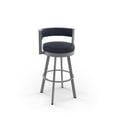 thumbnail image 1 of Amisco Browser 26 in. Swivel Counter Stool - Navy Blue Faux Leather / Glossy Grey Metal, 1 of 9