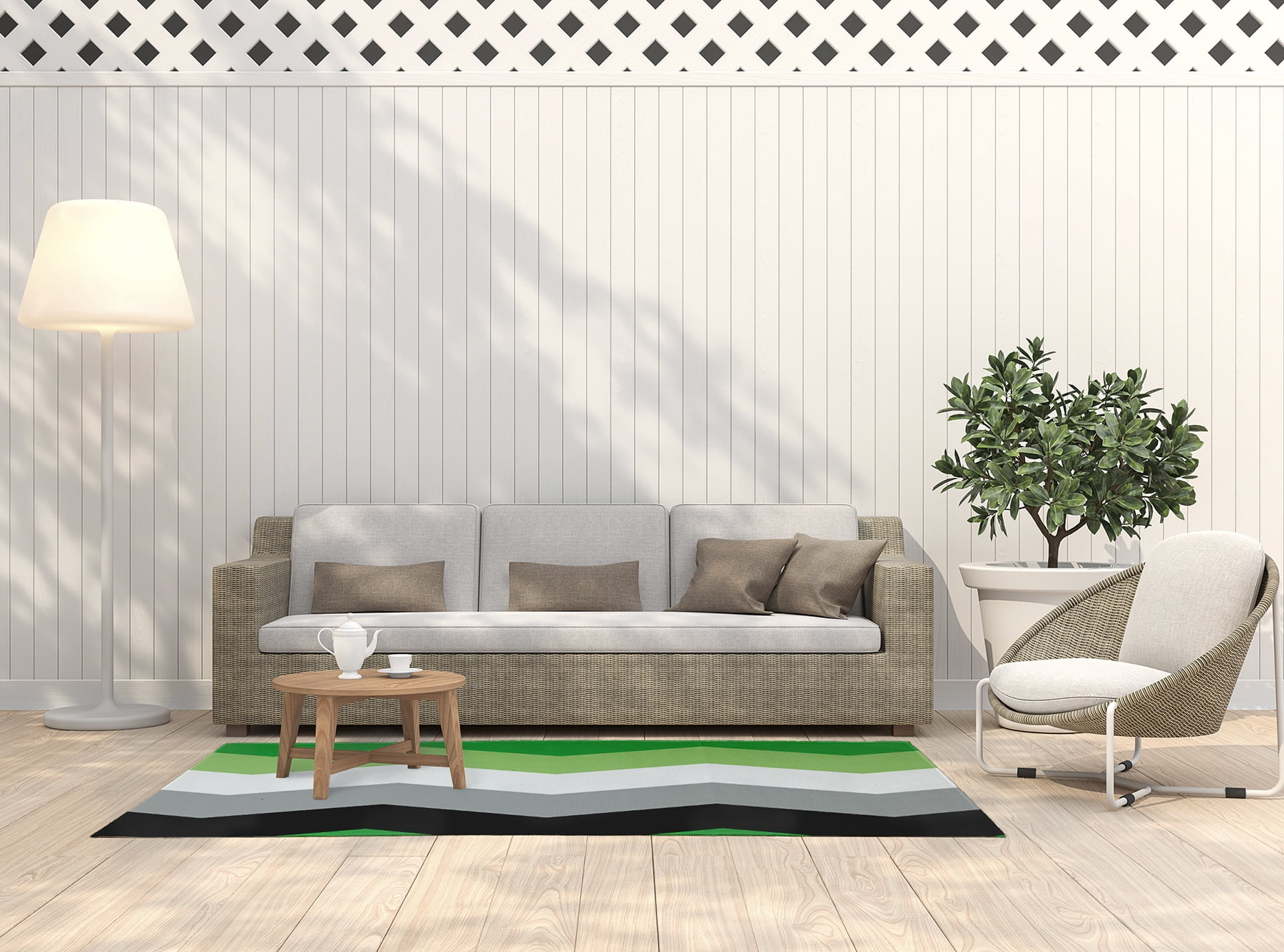 Simply Daisy 5' x 7' Aromantic Chevron Aromantic Chevron Chenille Indoor/Outdoor Rug