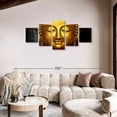 thumbnail image 2 of Elephant Stock Large Buddha Face Wall Art - Horizontal Multi Panel Canvas - 5 Pieceliving Room Wall Decor - Photography Religion And Spirituality Multi Panel - Black And Gray Decor - 80" x 36", 2 of 8