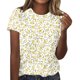 thumbnail image 2 of Fiudx Ofertas Flash Artículos En Oferta Blusas de Cuello Redondo para Mujer Camisetas de Manga Corta Top Estampado, 2 of 4