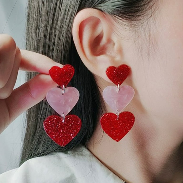 Pink red earrings discount