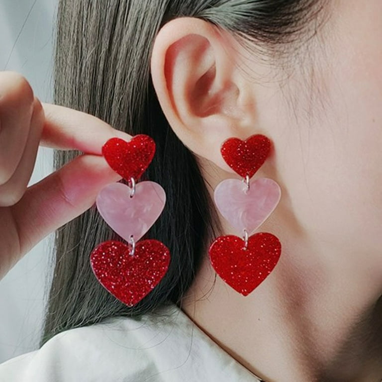  6 Pairs Valentines Day Earrings Heart Hoops Dangle Earrings Bow  Artificial Pearl Earrings Love Earrings Love Crystal Earrings for Women  Girls (Exquisite Style): Clothing, Shoes & Jewelry