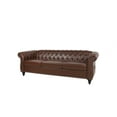 thumbnail image 5 of Chairone House 84" Brown Pu Rolled Arm Chesterfield Three Seater Sofa, 5 of 9