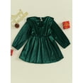 thumbnail image 4 of Bagilaanoe Toddler Baby Girl Velvet Dress Ruffle Long Sleeve A-line Princess Dresses 9M 12M 18M 24M 3T 4T Kids Casual Fall Dress, 4 of 9