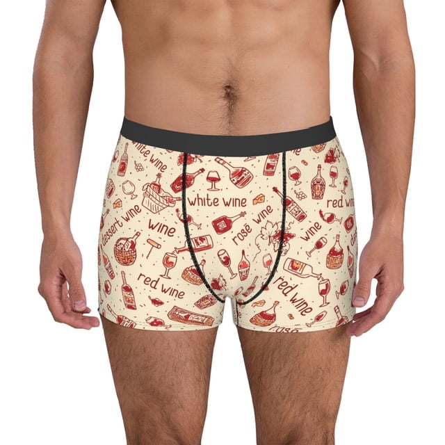 Balery Red Wine Calzoncillos bóxer para hombre, ropa interior de algodón suave y transpirable con cinturilla de nailon-Small