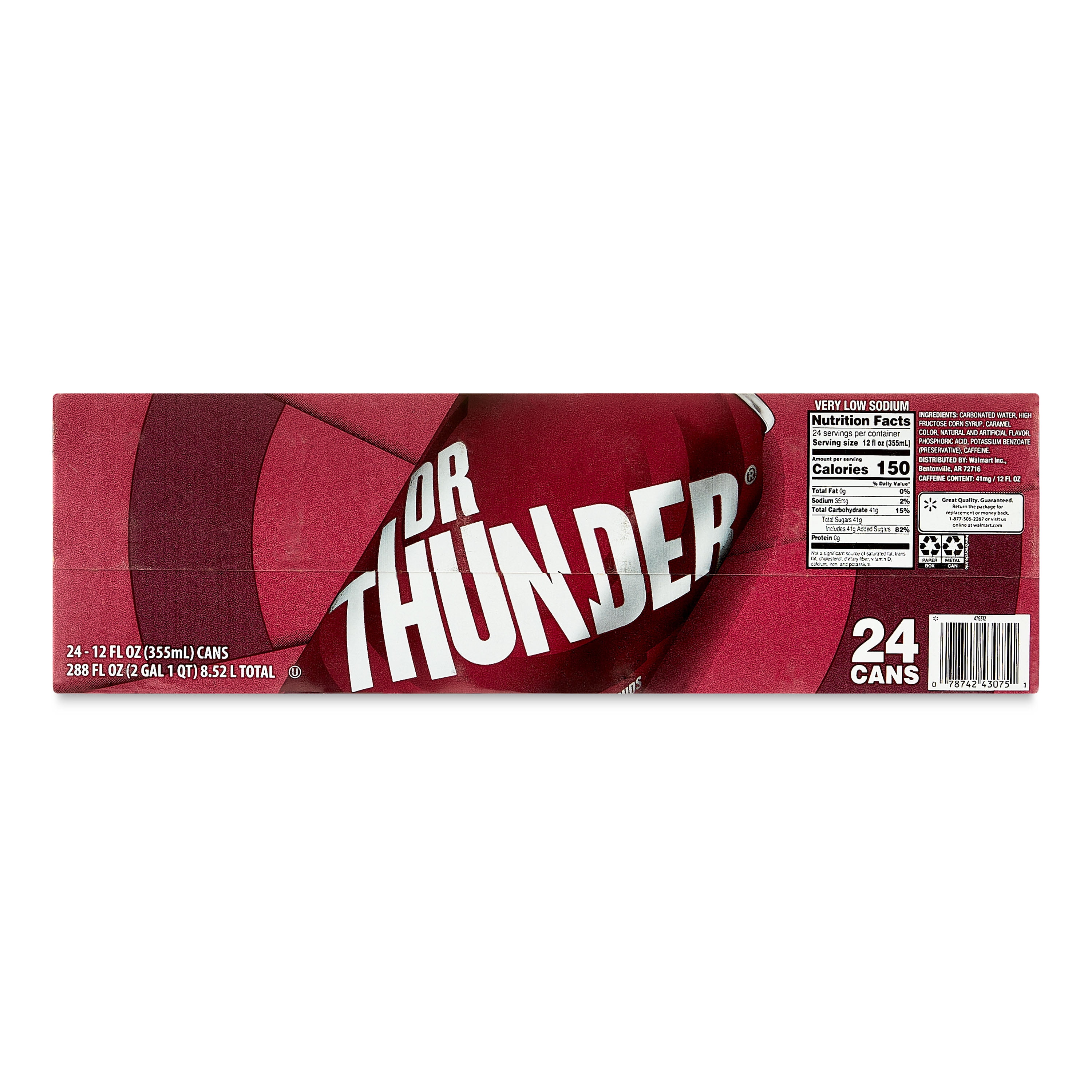 Great Value Dr Thunder Soda Pop, 12 fl oz, 24 Pack Cans
