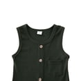 thumbnail image 3 of Qiylii Baby Solid Color Romper, Sleeveless Button Closure Ribbed Jumpsuit, 3 of 7