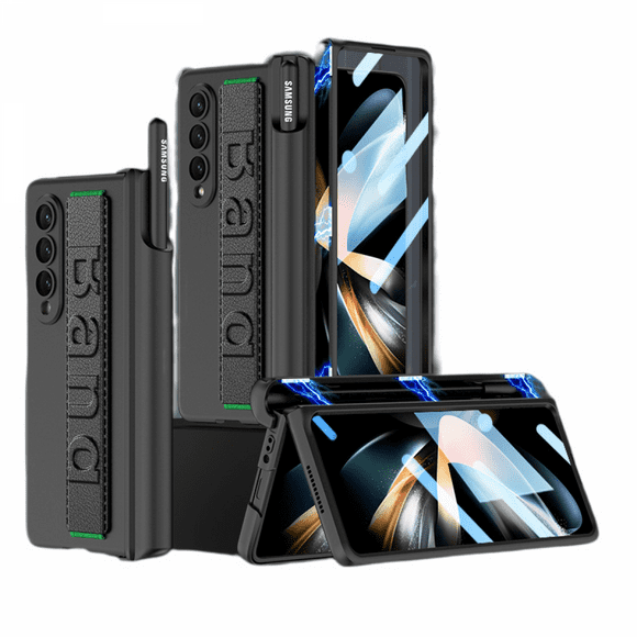 For Samsung Galaxy Z Fold 4 Case with Wrist Strap Screen Protector S Pen Slot and Hinge Protection, Ultra Slim Case with Camera Protect
