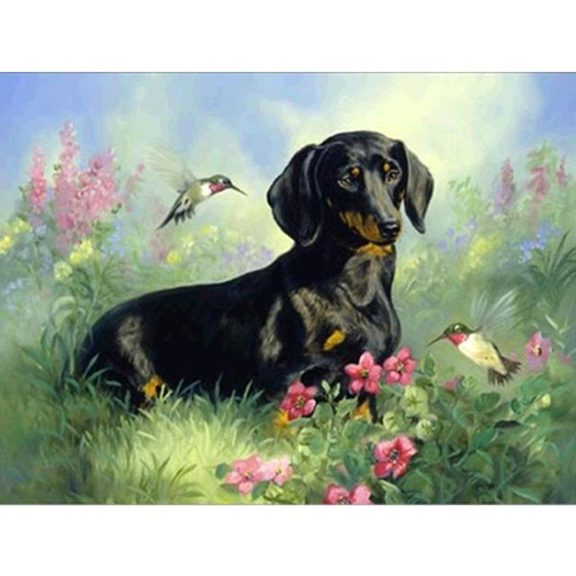 Bordado Punto Cruz 5D DIY Diamante Pintura Perro Mosaico Kit Del