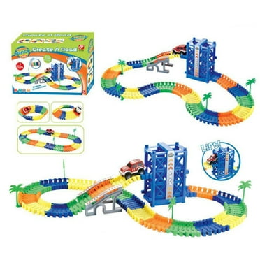 Race Car Track Set Flexible with Lift, Create Your Track 120 Pcs for Boys Girls  3 Years Mundo Toys