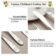 ReaNea Toddler Utensils Stainless Steel Kids Silverware Set Toddler Forks, Baby Spoons and Knife 4 Pieces