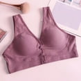 thumbnail image 2 of Hessimy Daisy Bras for Women Front Snaps Closure Wireless Cotton Bra Full Coverage Sports Bras Soft Comfy Sleep Bra(Pink,4XL), 2 of 5