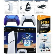 Sony PlayStation 5 Astro Bot Slim Digital Bundle with Disc Drive, Pulse Elite Headset, Extra Controller, Vertical Stand, MightySkins Voucher and 1 Year Extended Warranty - Chroma Indigo