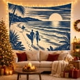 thumbnail image 3 of Beach Couple with Surfboard at Sunset, Romantic Vintage Illustration for Beach Lovers, Coastal Beach Wall Art, Housewarming Gift, Tapestry Wall Hanging for Living Room and Dorm, 3 of 7