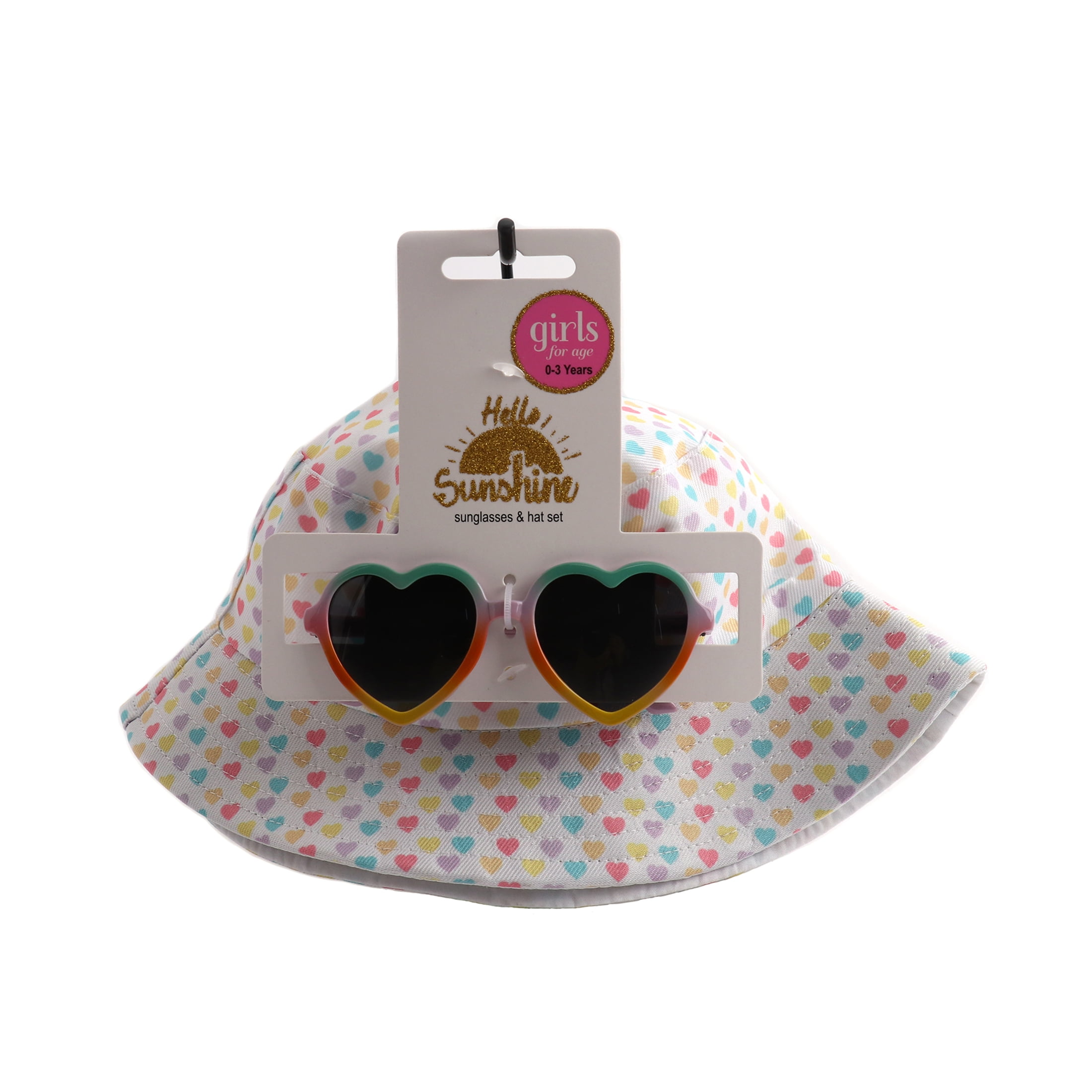 Pastel Hearts Bucket Hat + Sunglasses set