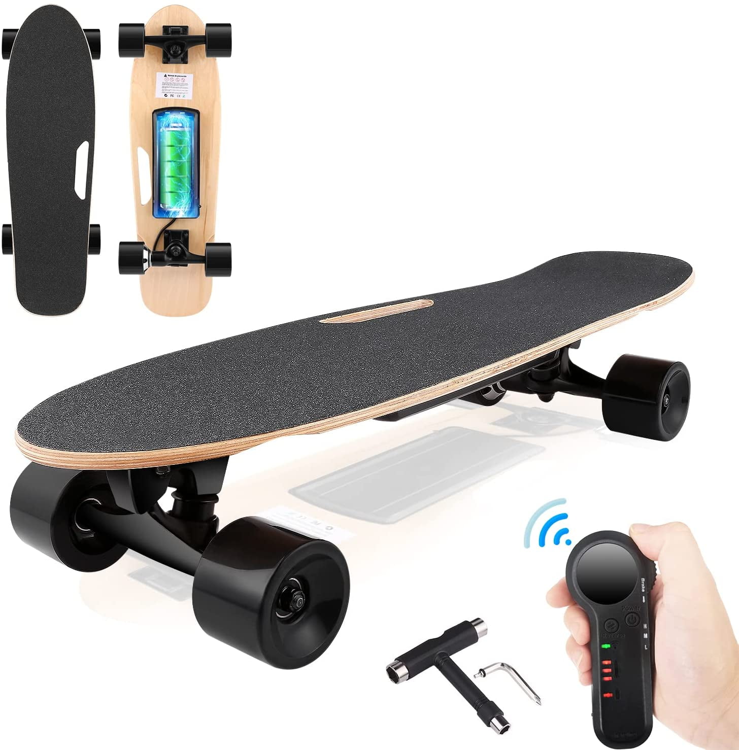 groei kloof Vermenigvuldiging Youth Electric Skateboard with Wireless Remote Control 7 Layers Maple E- Skateboard for Teens, 350W Motor, 12.5 MPH Top Speed, Max Load 180lbs  Christmas Gifts for Kids - Walmart.com