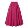thumbnail image 3 of Midi Skirts for Women Elastic High Waisted A Line Flowy Pleated Skirt Business Casual Elegant Vintage Skirts, XL, 3 of 3