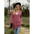 thumbnail image 3 of Chiclily Women's Fall Cardigan Lightweight Soft Knit Cardigan Burgundy Large Long Sleeve Open Front Coat with Pockets, 3 of 7