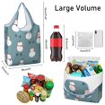 thumbnail image 3 of 5 Pack Foldable Shopping Bag,Blue Christmas Snowman Pattern Reusable Grocery Bags with Pockets,Large Reusable Tote Bags with Handles Waterproof & Lightweight, 3 of 6