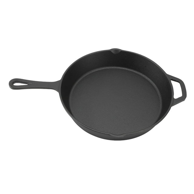 Poêle à Frire en Fonte, Répartition Uniforme de la Chaleur, pour Cuisson et Grillades en Camping Intérieur Extérieur Sans Revêtement