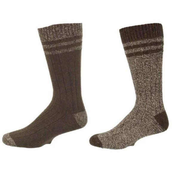 Sierra Socks Men's Wool-Blend Hiking Socks, Comfortable Crew Socks for Outdoors, Warm Breathable Crew Mens Socks, 2 Pair Pack