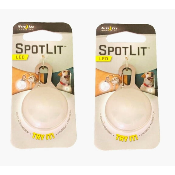 2 Pack Nite Ize SLG-06-02 SpotLit Clip-On LED Light with Carabiner, Weather Resistant, Pet Collar Light White