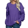 thumbnail image 2 of LEBONYARD V-Neck Sweaters for Women,Womens Sweaters Pullover Fashion Casual,Women's Shoulder Drop Long Sleeve Round Neck Sweater Fashion Casual Pullover Purple S, 2 of 7