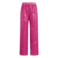 thumbnail image 3 of Jhaoyu Kids Girls Glitter Sequin Elastic Waist Bell Bottom Pants Hip Hop Performance Disco Party Hot Pink 8, 3 of 7