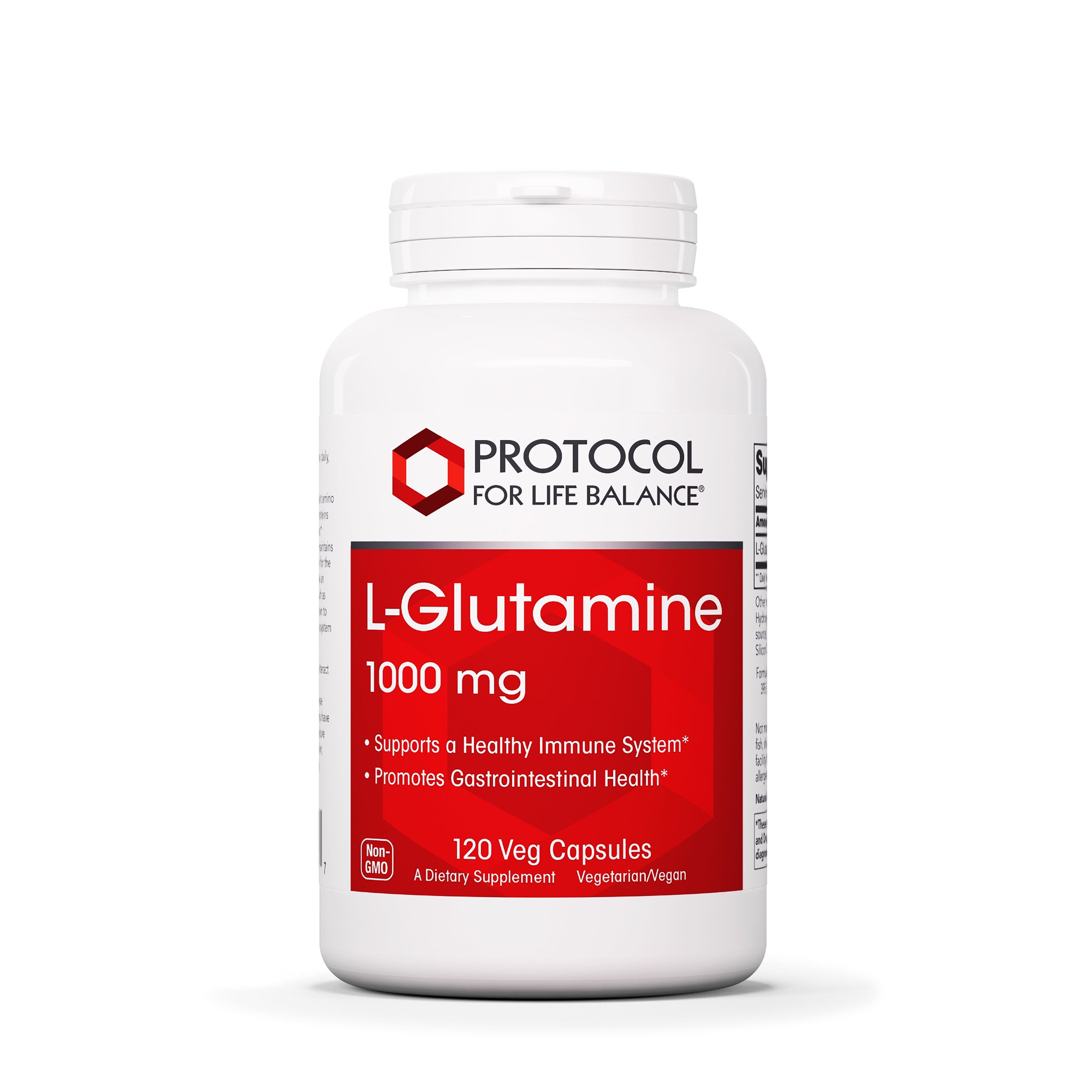 Protocol L-Glutamine 1000mg - Muscle Tissue, Gut, Immune - 120 Veg Caps