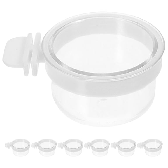 KONTONTY 7pcs Clear Plastic Bird Feeding Bowls For Parrots Removable Food Water Cups Suitable For Small Birds Parakeets And Cockatiels