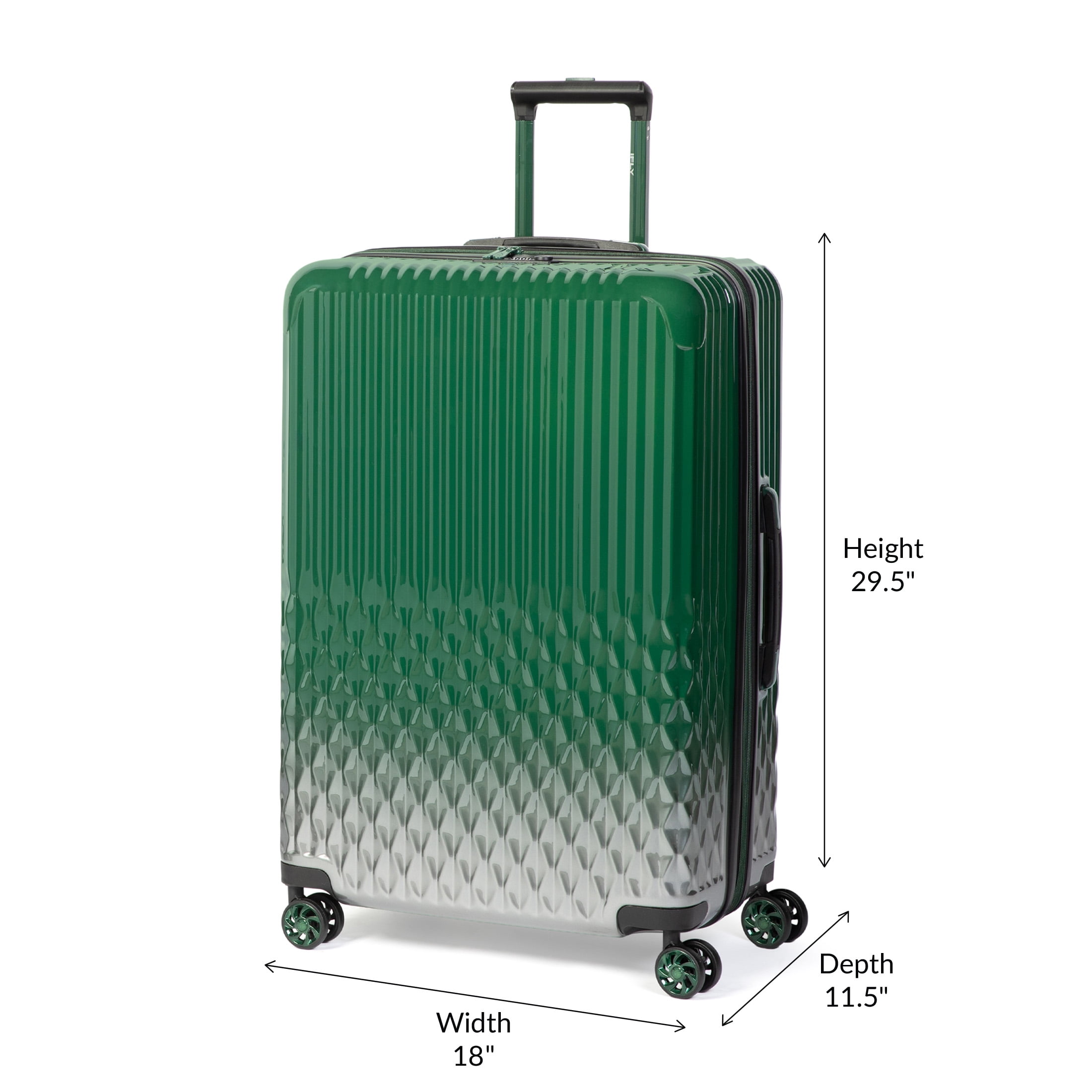 iFLY Elite 2-Piece Expandable Hardside Spinner Luggage Set, with TSA Lock, 20" Carry-on and 28" Checked Luggage, Green