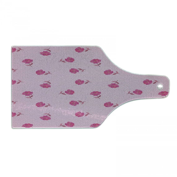 Floral Cutting Board, Blooming Romantic Flowers with Mini Polka Dots on the Background Garden Art, Decorative Tempered Glass Cutting and Serving Board, in 3 Sizes, by Ambesonne