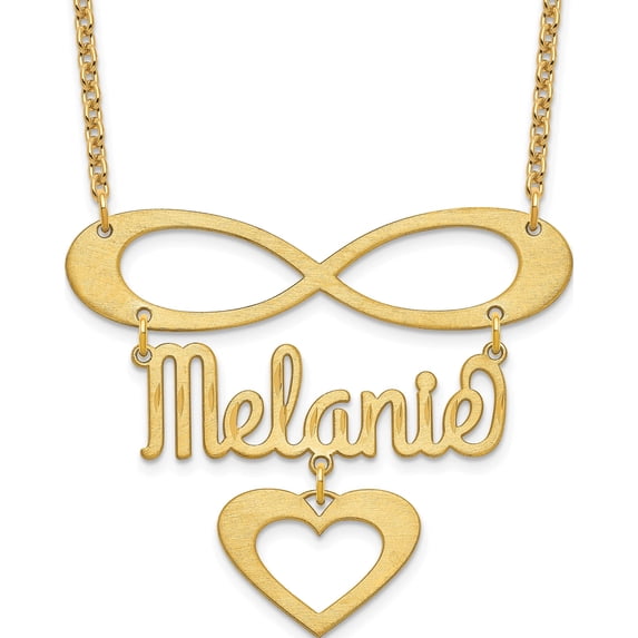 Custom Personalized Sterling Silver/Gold-plated Brushed Infinity with Name and Heart Necklace SS/Gold Plated: Jewelry by Sweet Pea - Made in USA