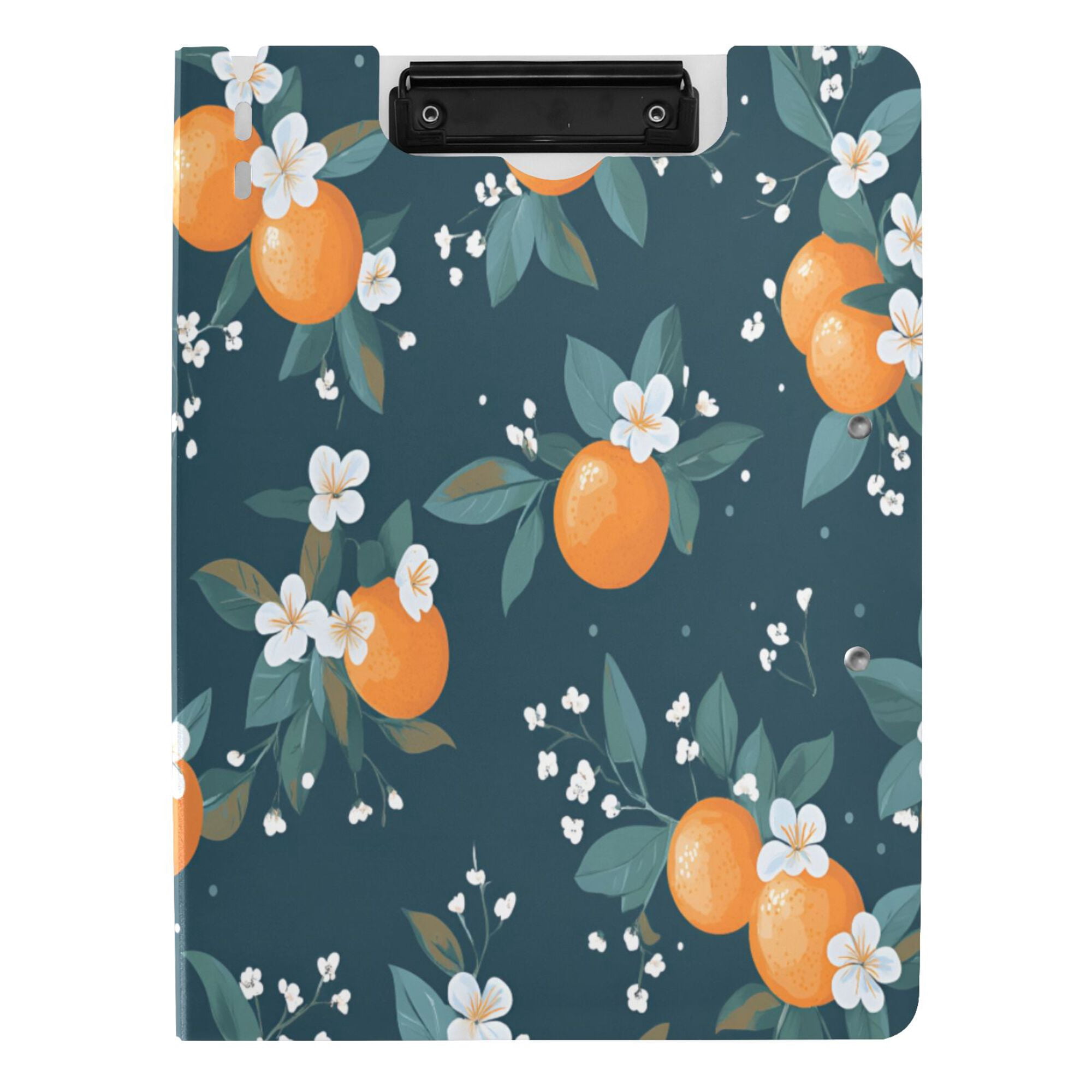 FORMRS A4 Clipboard Folder with Pen Holder Horizontal Foldable School Office Binder, Blue Oranges