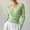 Mint Green, variant on WRFWUL Womens Wrap V Neck Top Long Sleeve Ribbed Knit Surplice Pullover Tops Elegant Slim Fit Casual Cropped Sweater