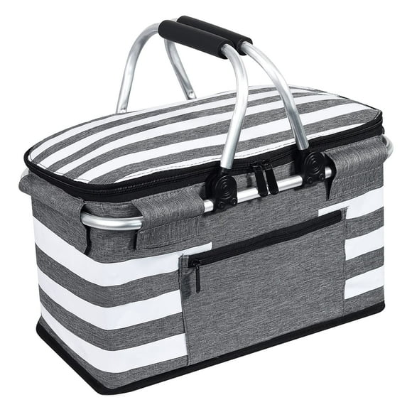 Cesta de Picnic Aislada KEFOMOL Bolsa Térmica Plegable 26L Gris