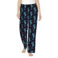 thumbnail image 2 of Kdxio Women's Comfy Stretch Blue SeahorsePrint Drawstring Pajama Pants-Large, 2 of 9
