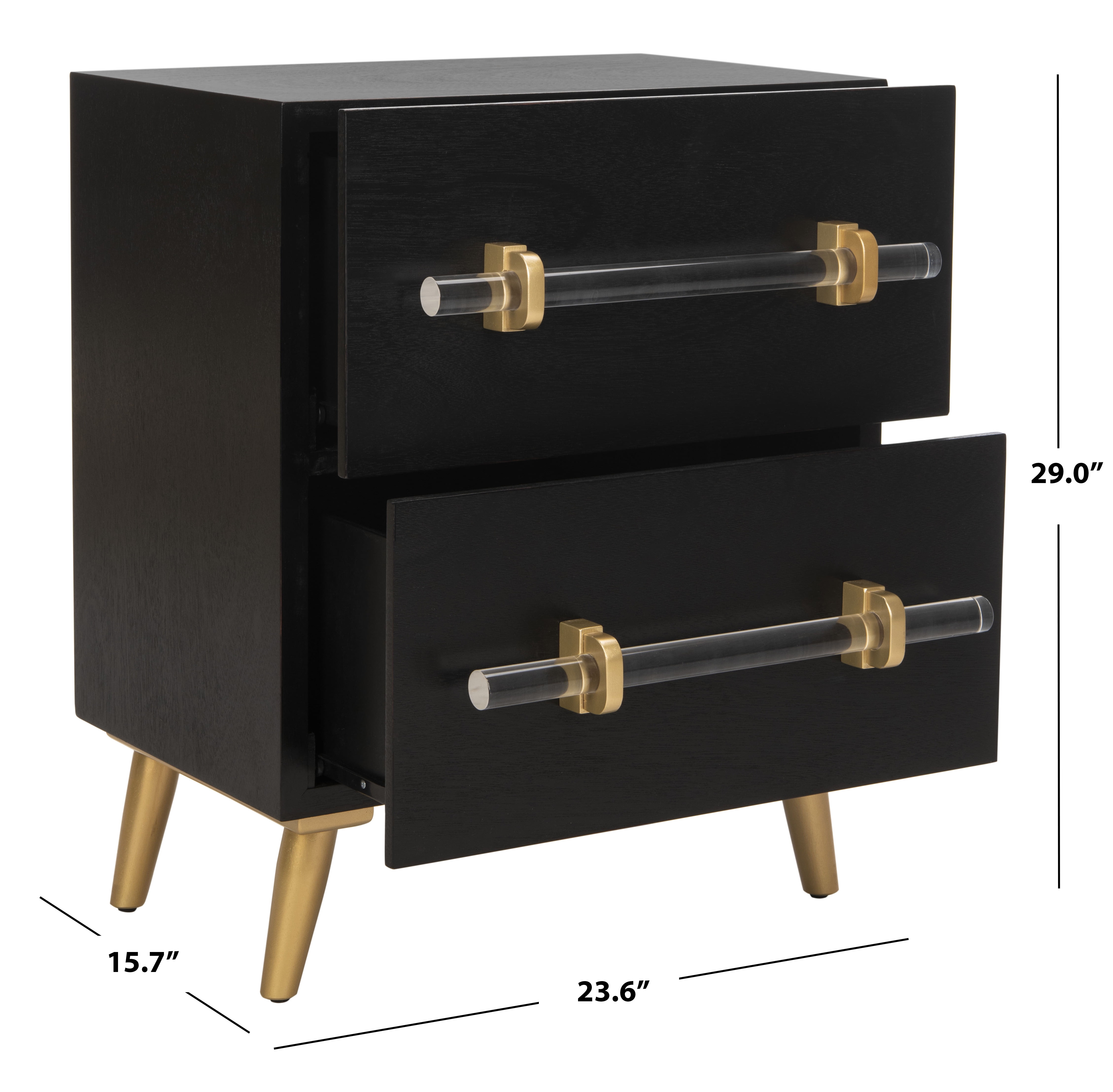 SAFAVIEH Sienne 2-Drawer Modern Contemporary Nightstand, Black
